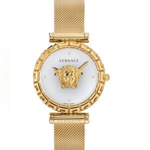 Versace Gold and White Medusa Watch
